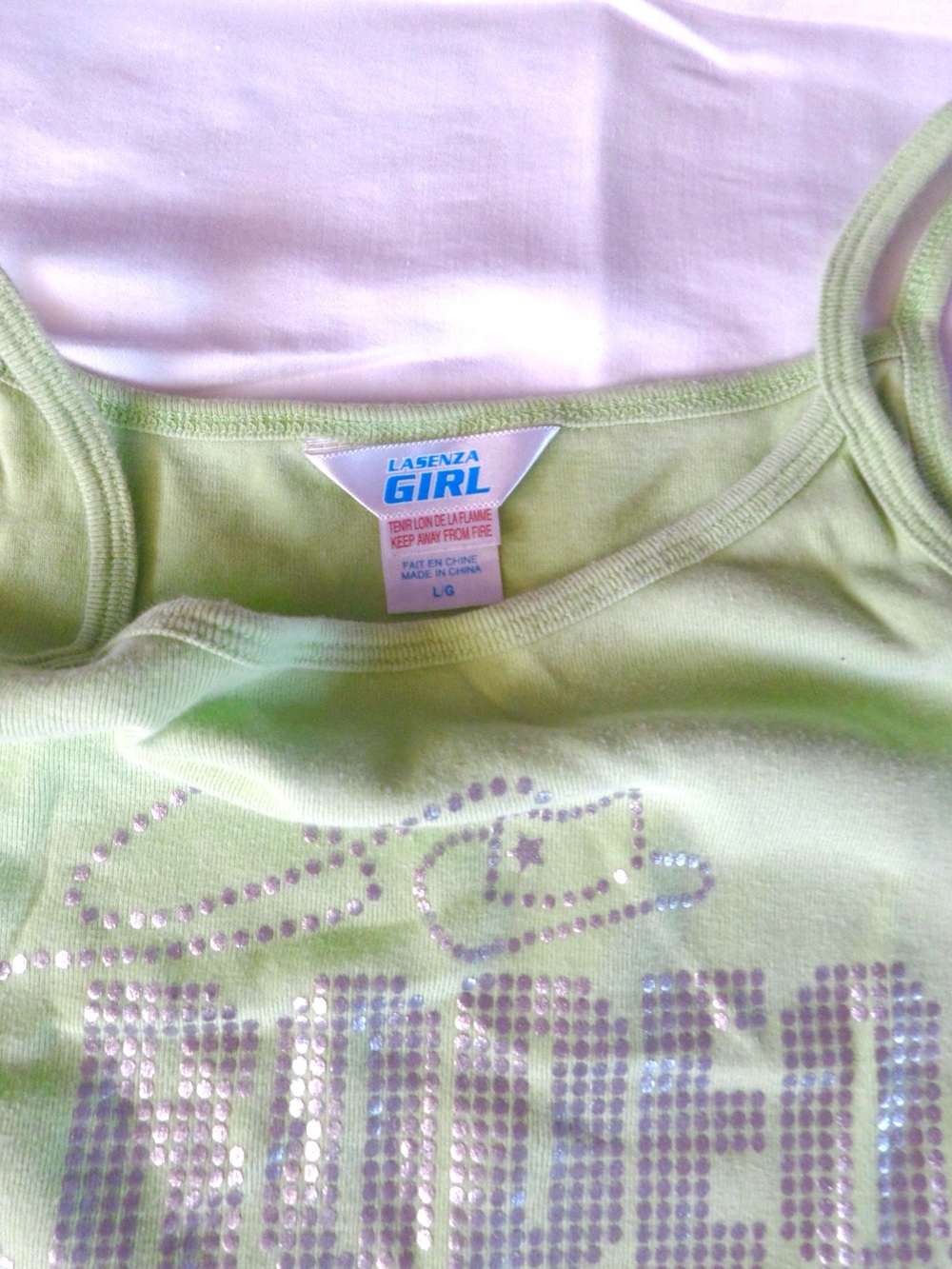 Vintage La SENZA Girl Lime Green Tee with Sparkle Graphic - Picture 3 of 3
